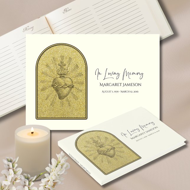 Catholic Jesus Sacred Heart Funeral Memorial  Guest Book (Creator Uploaded)