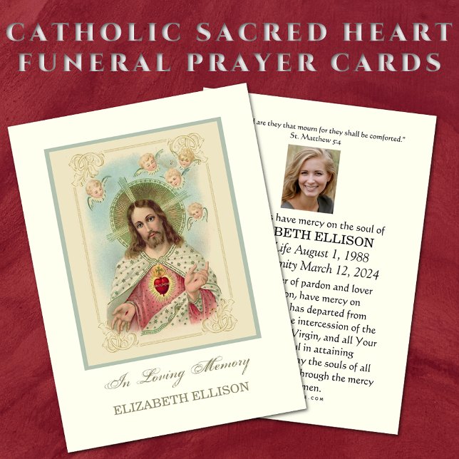 Catholic Jesus Sacred Heart Funeral Prayer Card (Creator Uploaded)