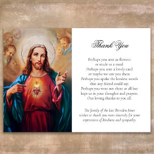 Catholic Jesus Sympathy Funeral thank You Card 