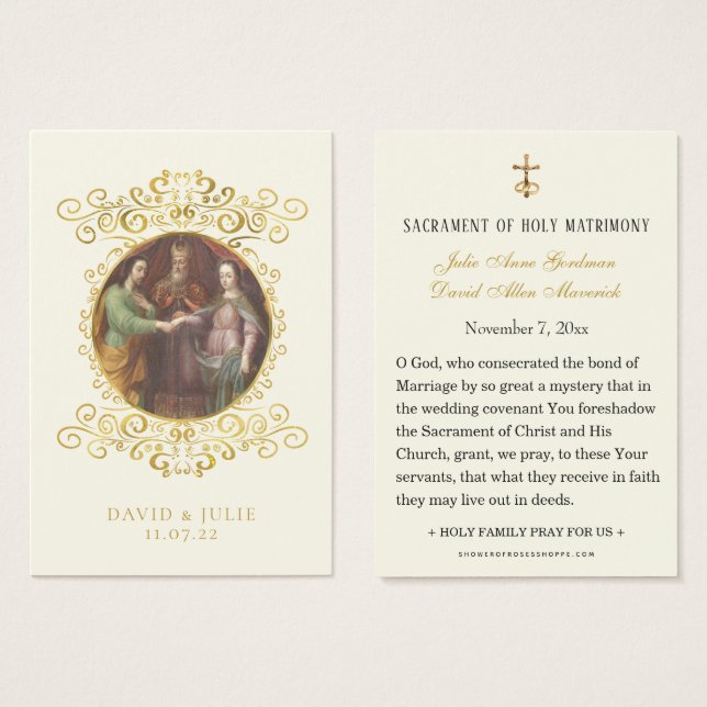 Catholic Joseph and Mary Wedding Prayer Card (Front & Back)