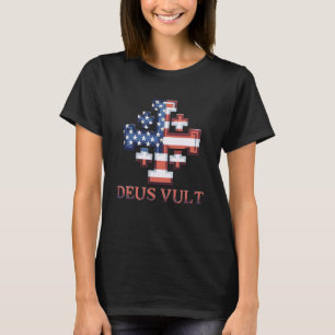 Catholic Knight Templar Crusader Cross American Fl T-Shirt