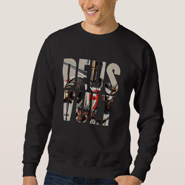 Catholic Knight Templar Latin Crusader Cross Sweatshirt (Front)