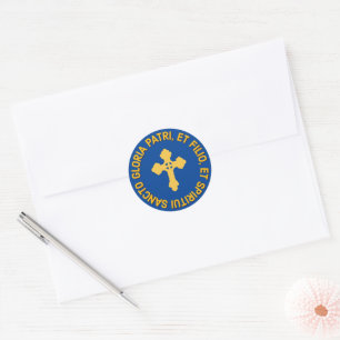 Catholic Latin Mass Glory Be Prayer Blue and Gold Classic Round Sticker
