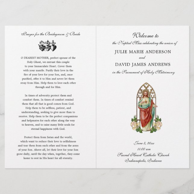 Catholic Latin Mass Wedding Sacred Heart Program (Front)