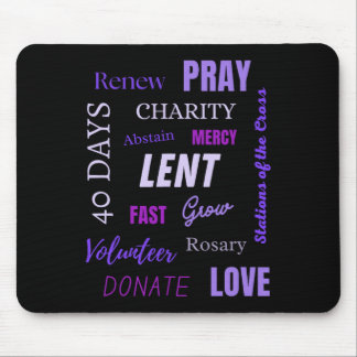 Catholic Lenten Season Word Art Purple Christian L Mouse Pad