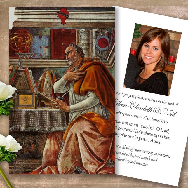 Catholic Loss St Augustine Prayer Sympathy Cards (catholic, religious, celebration of life, in loving memory of, prayer cards for bereavement)