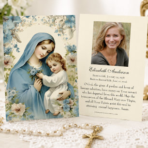 Catholic Madonna and Child Funeral Memorial Prayer Business Card