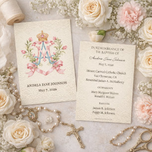 Catholic Marian Baptism Remembrance  Enclosure Card