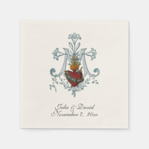 Catholic Marian Cross Wedding Napkin