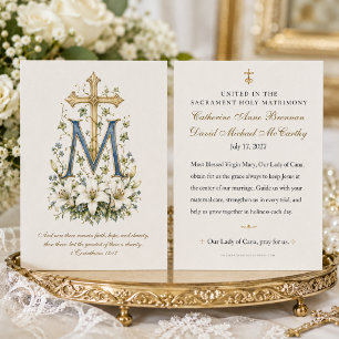 Catholic Marian Cross White Lilies Wedding Prayer
