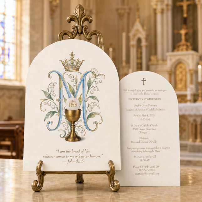Catholic Marian First Holy Communion  Invitation (Creator Uploaded)