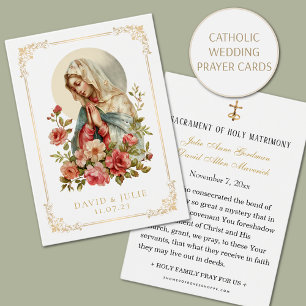  Catholic Mary Floral Wedding Prayer Card 