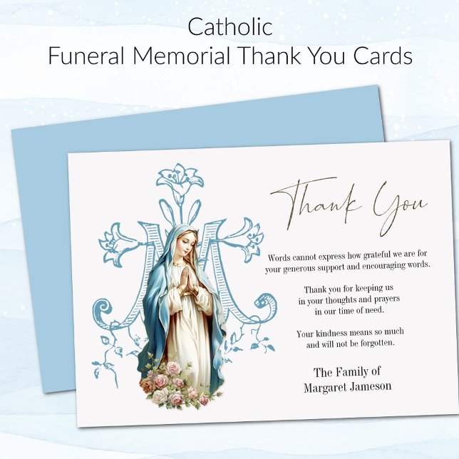 Catholic Mary Funeral Condolence Sympathy Thank You Card (Creator Uploaded)