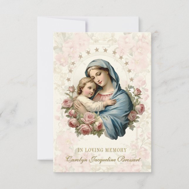 Catholic Mary Funeral Memorial Prayer Card (Front)
