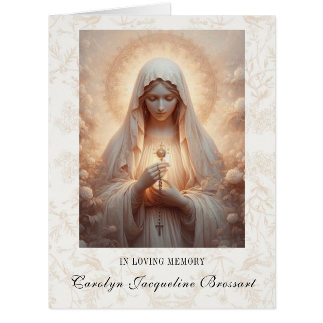 Catholic Mary Funeral Memorial Prayer Folded Card (Front)