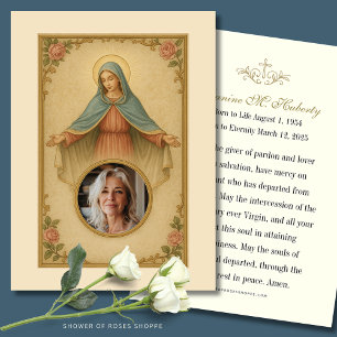 Catholic Mary Funeral Prayer Memorial Card