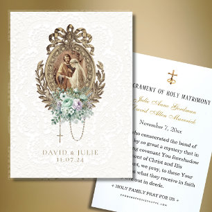 Catholic Mary Joseph Floral Wedding Prayer Cards