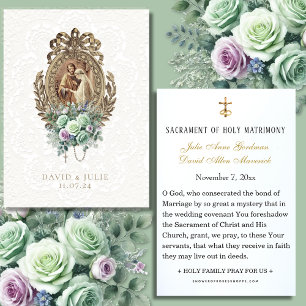 Catholic Mary Joseph Floral Wedding Prayer Cards