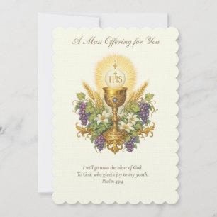 Catholic Mass Offering Chalice Floral Design Card