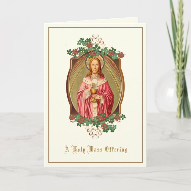 Catholic Mass Offering Jesus Holding Eucharist Card (Front)