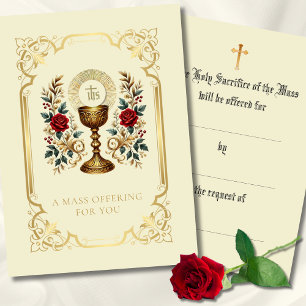 Catholic Mass Offering Monstrance Floral Place Card