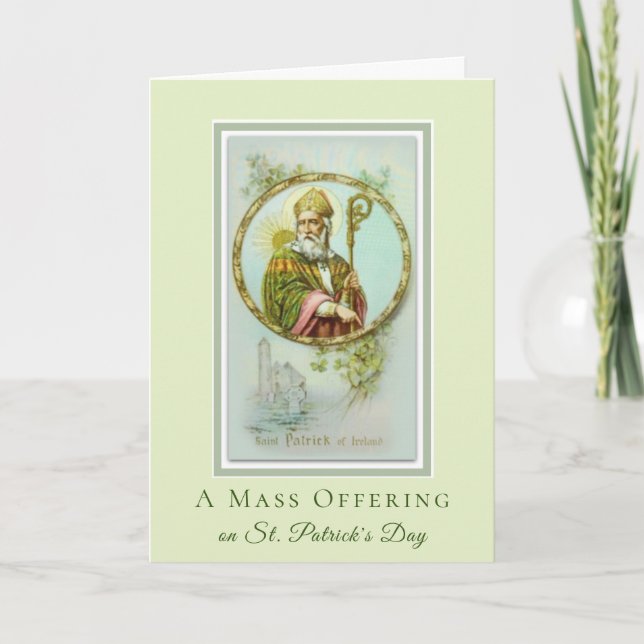 Catholic Mass Offering St. Patrick's Day Shamrocks Card (Front)