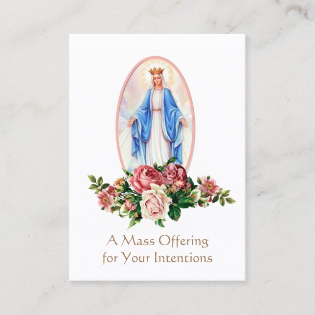 Catholic Mass Offering  Virgin Mary Holy Cards (Front)