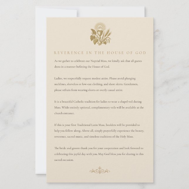 Catholic Mass Wedding Guest Attire Card (Front)
