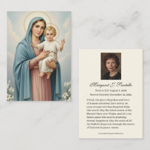 Catholic Memorial Mary Jesus Funeral Prayer Business Card