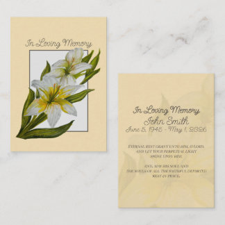 Catholic Memorial Remembrance Card | Lilies