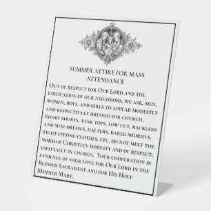 Catholic Modest Church Attire Guidelines  Pedestal Sign