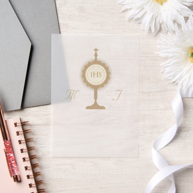 Catholic Monogram Wedding Vellum Invitations (Wedding)