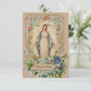 Catholic Mother Mary Floral Memorare Prayer Invitation