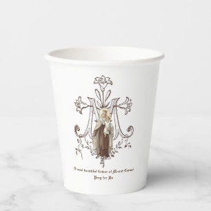 Catholic Mount Carmel Virgin Mary Jesus Paper Cups