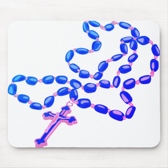 Catholic Mouse Pad White with Beautiful Rosary (Front)