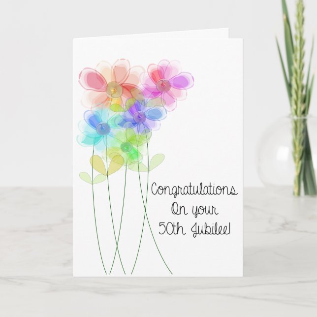 Catholic Nun 50th Jubilee Floral Card (Front)