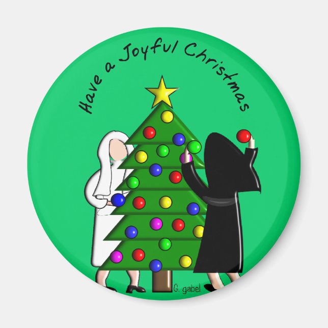 Catholic Nun Art Christmas Cards & Gifts Magnet (Front)