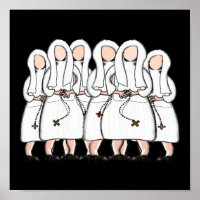 Catholic Nun Art Poster-Pen & Ink