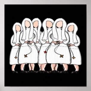 Catholic Nun Art Poster-Pen & Ink Poster