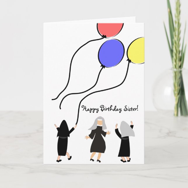 Catholic Nun Birthday Card Balloons (Front)