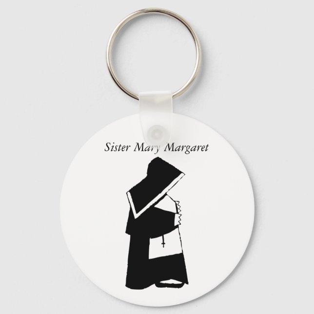 Catholic Nun in Habit Custom Sister Name Key Ring (Front)