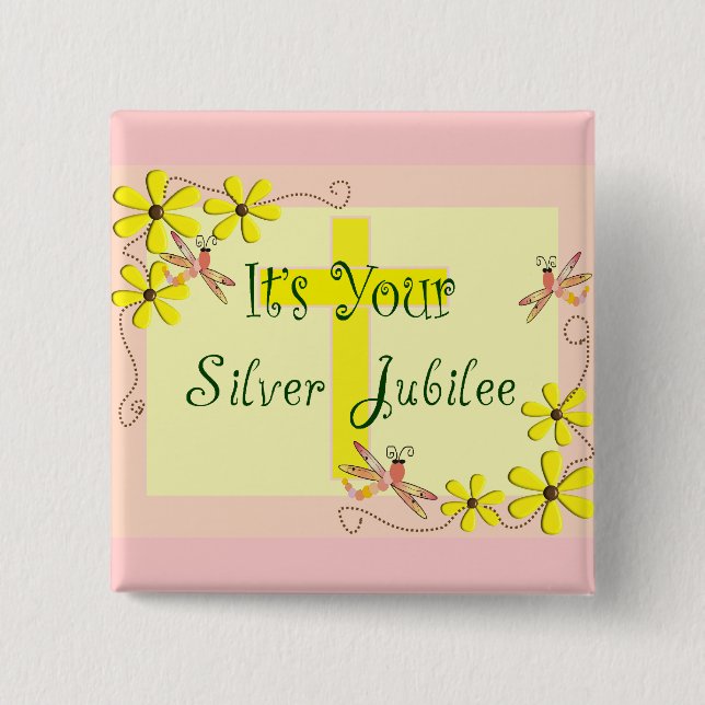 Catholic Nun Silver Jubilee Cards, Mugs, Tote Bags 15 Cm Square Badge (Front)