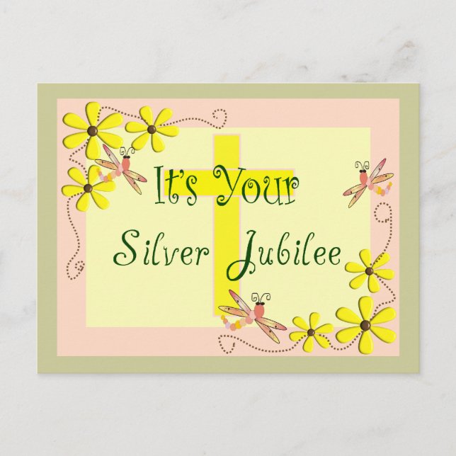 Catholic Nun Silver Jubilee Cards, Mugs, Tote Bags Postcard (Front)