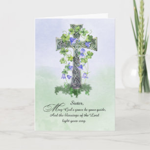 Catholic Nun St Patricks Day Celtic Cross Shamrock Card