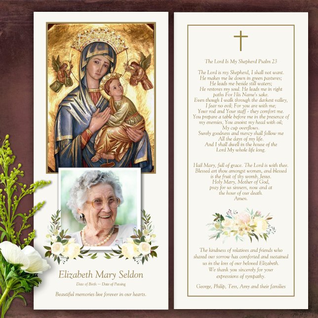 Catholic Our Lady Funeral Thank You Card (Catholic, Religious, Celebration of Life, In Loving Memory of, Forever in our hearts, funeral cards)
