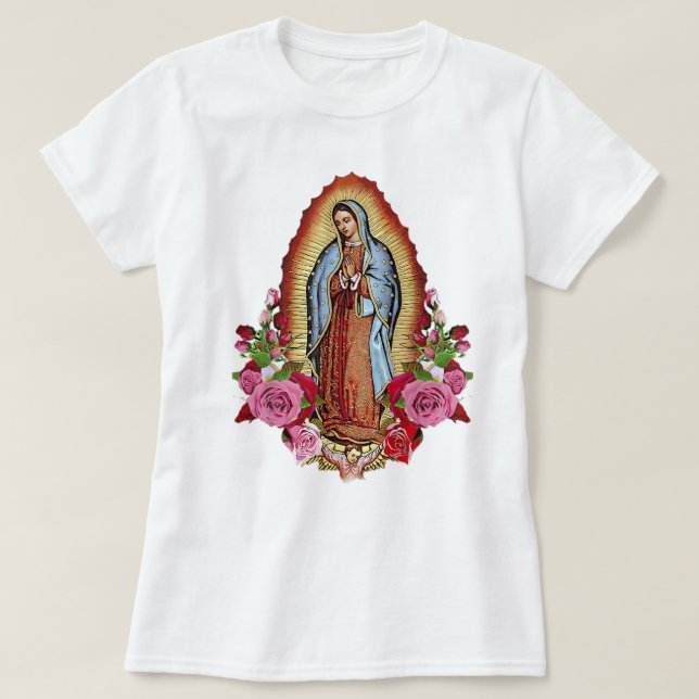 Catholic Our Lady of Guadalupe Saint Virgin Mary T-Shirt (Design Front)