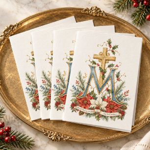 Catholic Parish Marian Monogram Christmas Card
