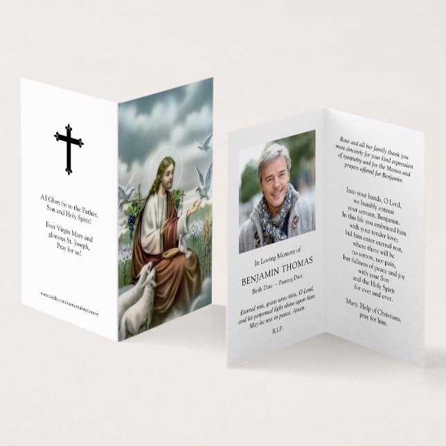 Catholic Prayer Cards | Jesus with Doves (Inside and Outside)