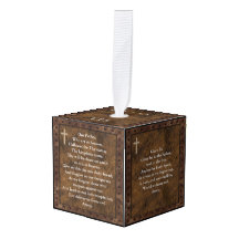 Catholic Prayer Cube Ornament Personalised Rustic
