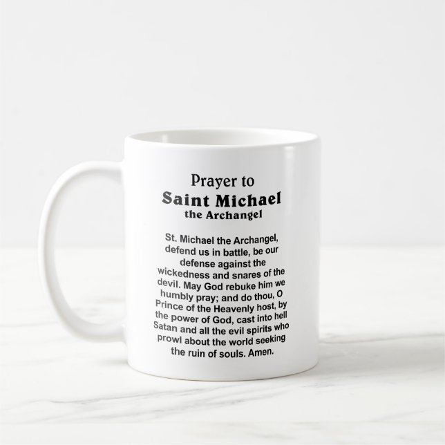 Catholic Prayer for Protection and Courage Coffee Mug (Left)